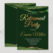 Invitation Élégant Gold Green Retraite Party (Devant / Derrière)