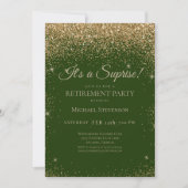 Invitation Elégant Gold Green Surprise Retraite Party (Devant)