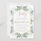 Invitation Elégant Gold Greenery Feuilles 60e Soixante Annive (Devant)