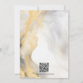 Invitation Elégant Gold Grey Gold Floral Wash code QR (Dos)