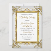 Invitation Elégant Gold Grey Pearl Photo Anniversaire (Devant)