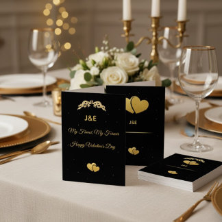 Invitation Elegant Gold Heart & Black Gradient Personalized V