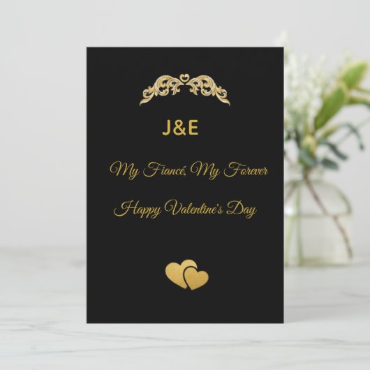 Invitation Elegant Gold Heart & Black Gradient Personalized V (Debout devant)
