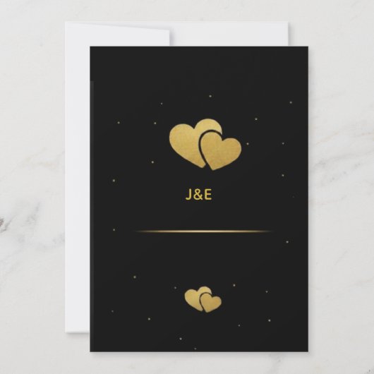 Invitation Elegant Gold Heart & Black Gradient Personalized V (Dos)