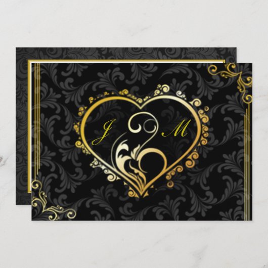 Invitation Élégant Gold Heart Monogram Bachelorette Party (Devant / Derrière)