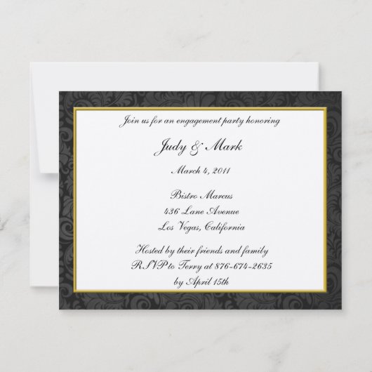 Invitation Elegant Gold Heart Monogram Engagement Party Invit (Dos)