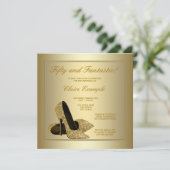 Invitation Elégant Gold High Heels Womans Gold 50e Anniversai (Debout devant)