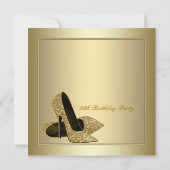 Invitation Elégant Gold High Heels Womans Gold 50e Anniversai (Dos)
