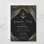 Invitation Elégant Gold Justice Scale Black Graduation (Devant)