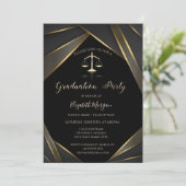 Invitation Elégant Gold Justice Scale Black Graduation (Debout devant)