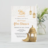 Invitation Elegant Gold Lantern & Crescent Iftar Dinner (Debout devant)