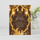 Invitation Elegant Gold Lantern & Crescent Moon Ramadan Iftar (Debout devant)