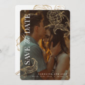 Invitation Elegant Gold Leaf Botanical Photo Enregistrer la d (Devant / Derrière)