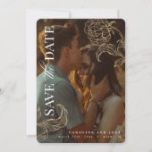 Invitation Elegant Gold Leaf Botanical Photo Enregistrer la d (Devant)