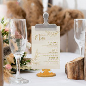 Invitation Elegant Gold Leave avec Script Wedding Menu Card