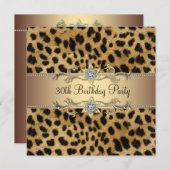 Invitation Elégant Gold Leopard 30e fête d'anniversaire (Devant / Derrière)