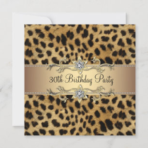 Invitation Elégant Gold Leopard 30e fête d'anniversaire