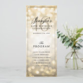 Invitation Elegant Gold Lights 16th Birthday Program Menu  (Debout devant)