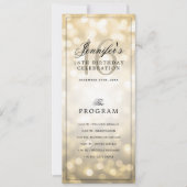Invitation Elegant Gold Lights 16th Birthday Program Menu  (Devant)
