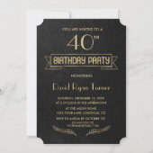 Invitation Elegant Gold MANGER BOIRE et être quarante Anniver (Dos)