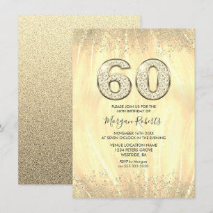 Invitation Elégant Gold Mens ou Womans 60e anniversaire fête