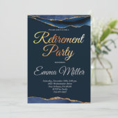 Invitation Elégant Gold Navy Blue Retraite Party (Debout devant)