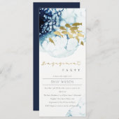 INVITATION ELEGANT GOLD NAVY UNDERWATER SEA FISH ENGAGEMENT (Devant / Derrière)