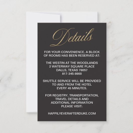 Invitation Elegant Gold New Years Eve Mariage Detail Card (Devant)