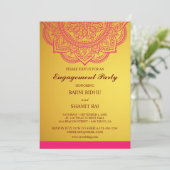 Invitation Élégant Gold Paisley Indian Engagement Party (Debout devant)