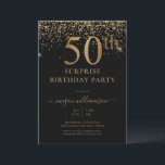 Invitation Elégant Gold Parties scintillant Fun Black 50th Bi<br><div class="desc">Elégant Black Gold Parties scintillant 50th Birthday Party Cet élégant design comprend un arrière - plan rose,  une parties scintillant dorée et des lettres de script personnalisées. Quelle belle façon d'invitation vos invités à cette occasion spéciale.</div>