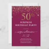 Invitation Elégant Gold Parties scintillant Fun Rose 50e Anni (Devant)