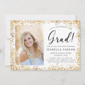 Invitation Elégant Gold Parties scintillant Graduation Party (Devant)