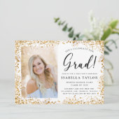 Invitation Elégant Gold Parties scintillant Graduation Party (Debout devant)