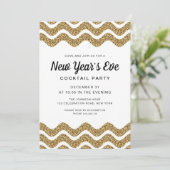 Invitation Elegant Gold Parties scintillant New Years Eve Coc (Debout devant)