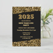 Invitation Elegant Gold Parties scintillant Nouvel An Eve Noi (Debout devant)