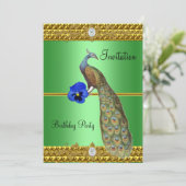 Invitation Elegant Gold Peacock (Debout devant)