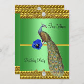 Invitation Elegant Gold Peacock (Devant / Derrière)