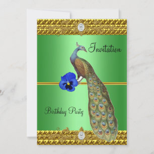Invitation Elegant Gold Peacock