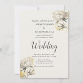 Invitation Elegant Gold Peony Photo QR Code Mariage (Devant)