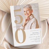 Invitation Elégant Gold Photo 50e anniversaire