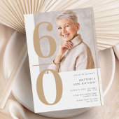 Invitation Elégant Gold Photo 60e anniversaire