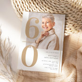 Invitation Elégant Gold Photo 60e anniversaire