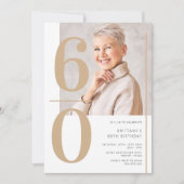 Invitation Elégant Gold Photo 60e anniversaire (Devant)