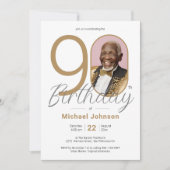 Invitation Elégant Gold Photo 90th Birthday Party (Devant)