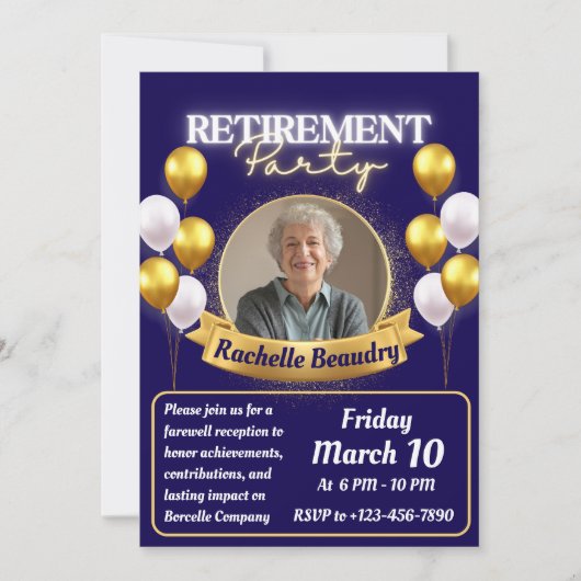Invitation Elegant Gold Photo bannière Parti de retraite (Devant)