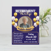 Invitation Elegant Gold Photo bannière Parti de retraite (Debout devant)