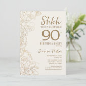 Invitation Elégant Gold Photo Surprise 90e anniversaire (Debout devant)