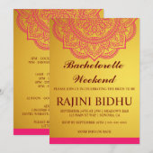 Invitation Elégant Gold Pink Paisley Bachelorette Weekend Inv (Devant / Derrière)