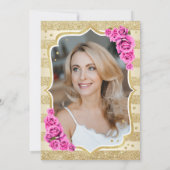 Invitation Elégant Gold Pink Photo 50e anniversaire (Dos)