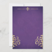 Invitation Elegant Gold & Purple Mariage damassé (Dos)